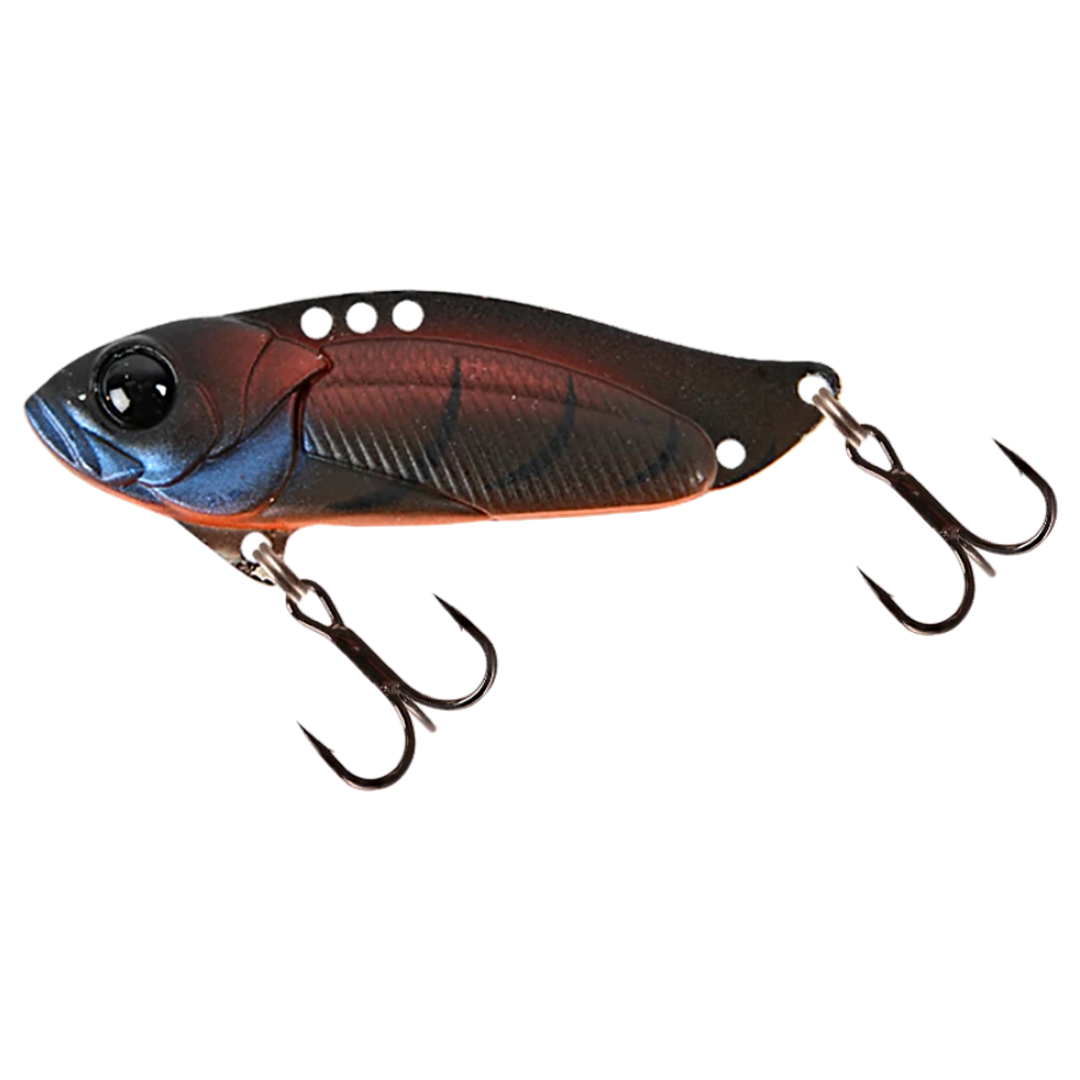 Strike Pro Astro Vibe UV Blade 9.6g 4.5cm Roasted Craw sivulta, pää vasemmalla