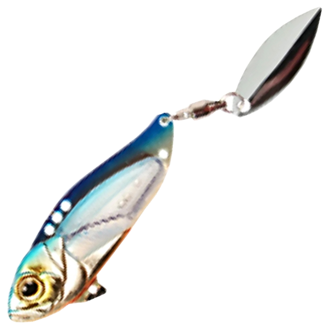 Strike Pro Astro Vibe Willow UV Blade 10,1g 4.5cm, väri Blue Silver OB: sininen selkä, hopeinen kylki ja hopeinen lippa