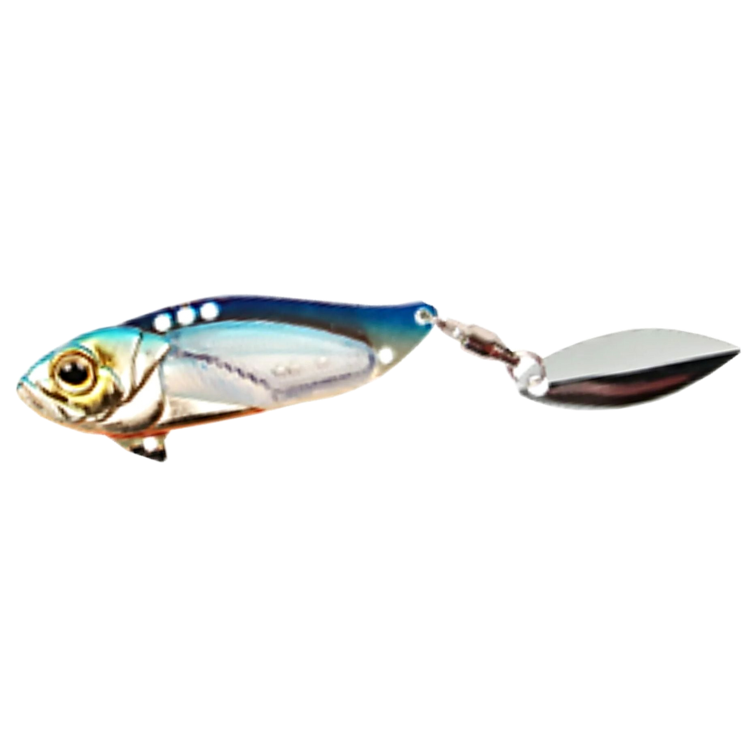 Strike Pro Astro Vibe Willow UV Blade 10,1g 4.5cm Blue Silver OB sivulta, pää vasemmalla