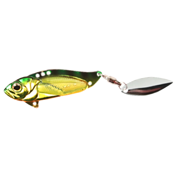 Strike Pro Astro Vibe Willow UV Blade 10,1g 4.5cm Firetiger sivulta, pää vasemmalla