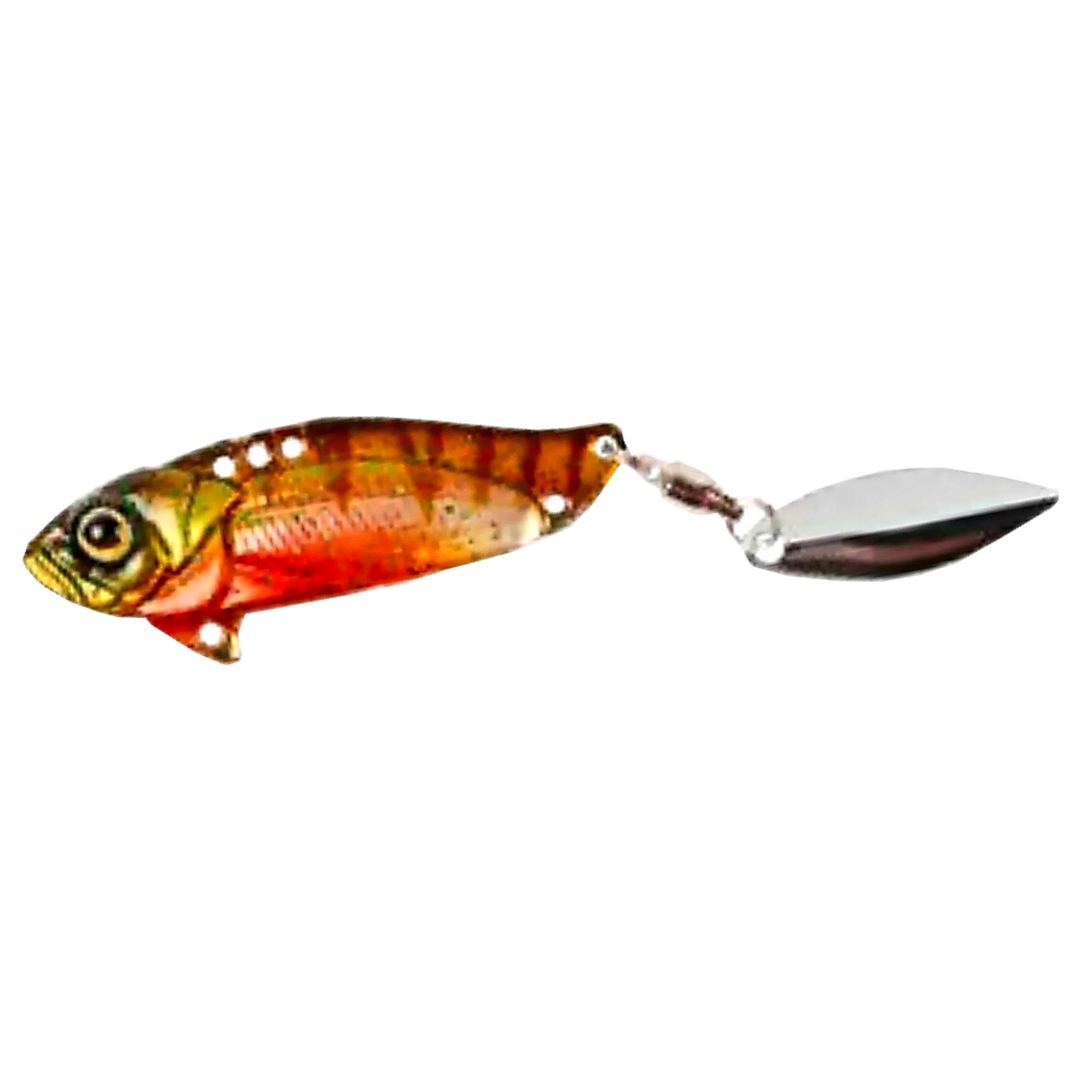 Strike Pro Astro Vibe Willow UV Blade 10,1g 4.5cm Hot Perch sivulta, pää vasemmalla
