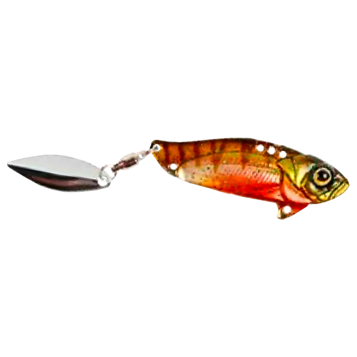 Strike Pro Astro Vibe Willow UV Blade 10,1g 4.5cm Hot Perch sivulta, pää oikealla