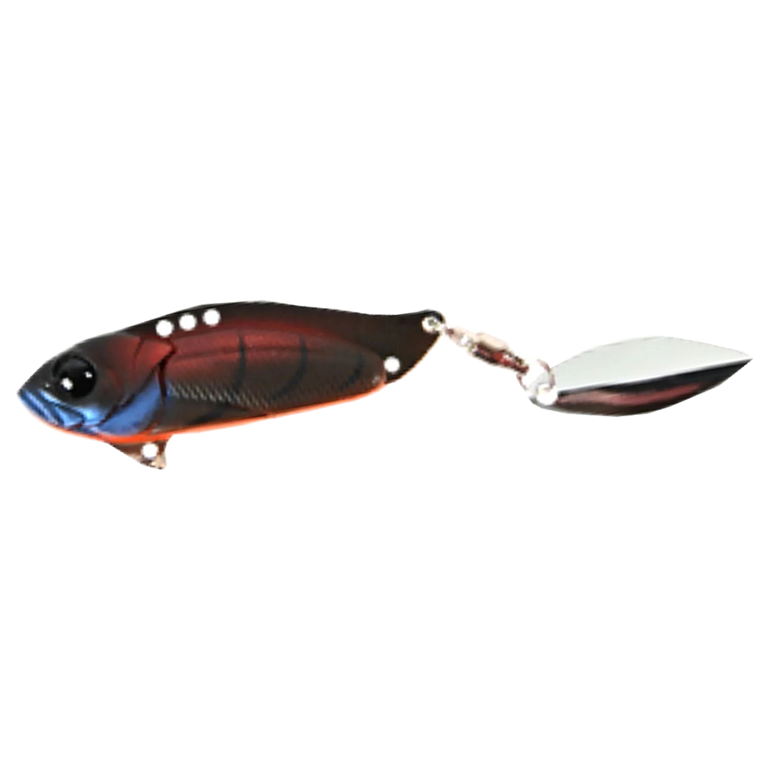 Strike Pro Astro Vibe Willow UV Blade 10,1g 4.5cm Roasted Craw sivulta, pää vasemmalla