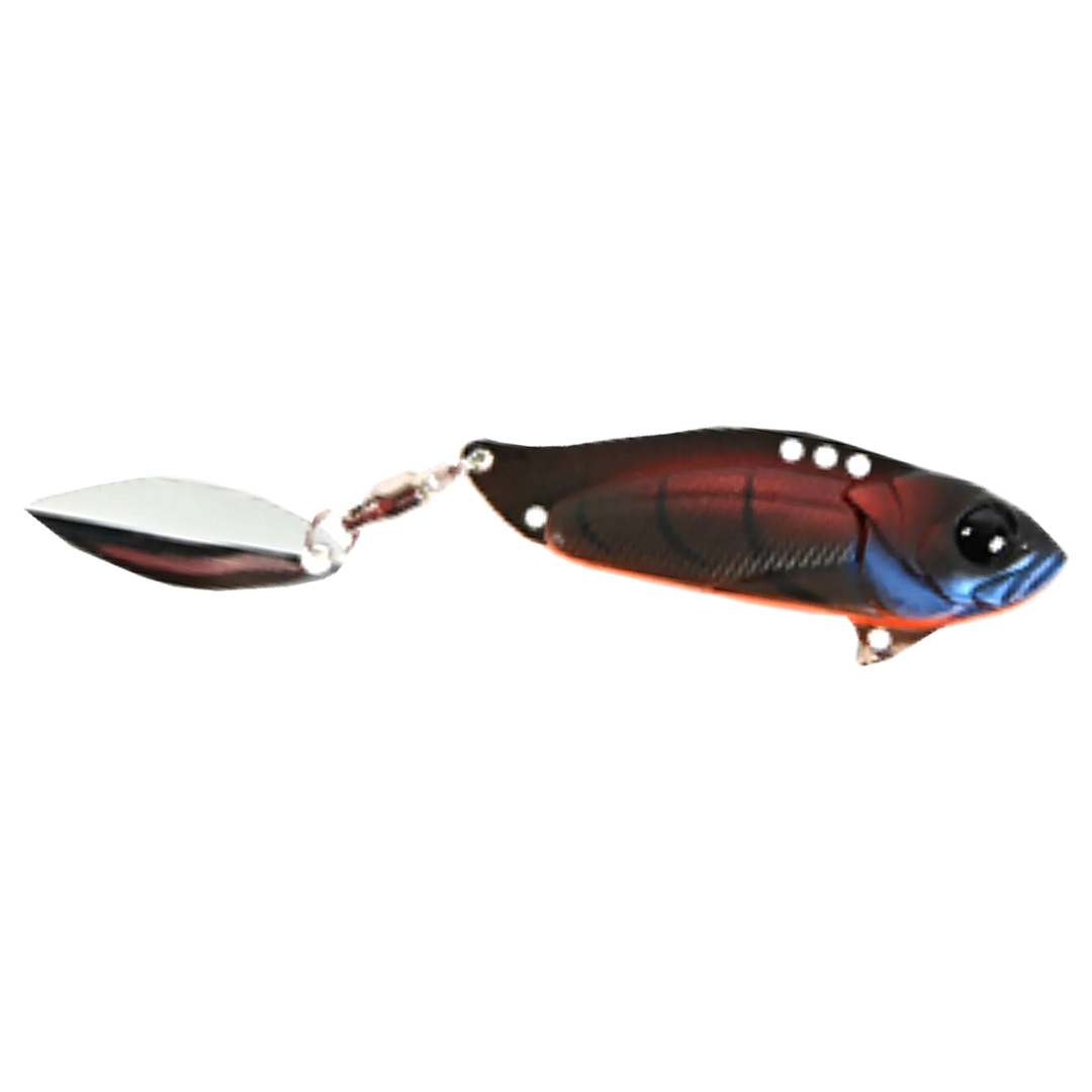 Strike Pro Astro Vibe Willow UV Blade 10,1g 4.5cm Roasted Craw sivulta, pää oikealla