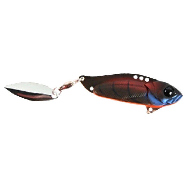 Strike Pro Astro Vibe Willow UV Blade 10,1g 4.5cm Roasted Craw sivulta, pää oikealla