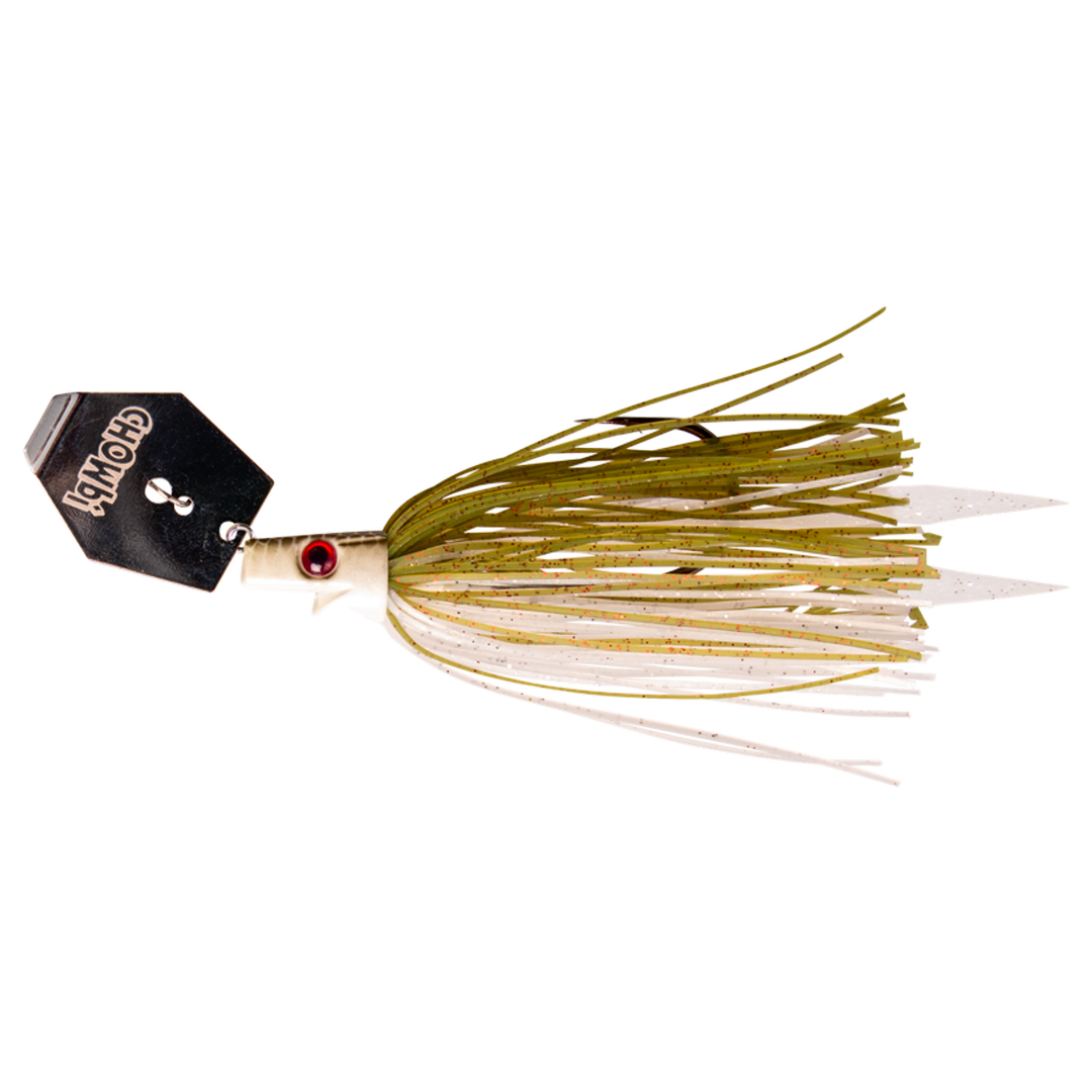 Strike Pro Pig Hula Chatterbait 11g Lamb Of God sivulta, pää vasemmalla