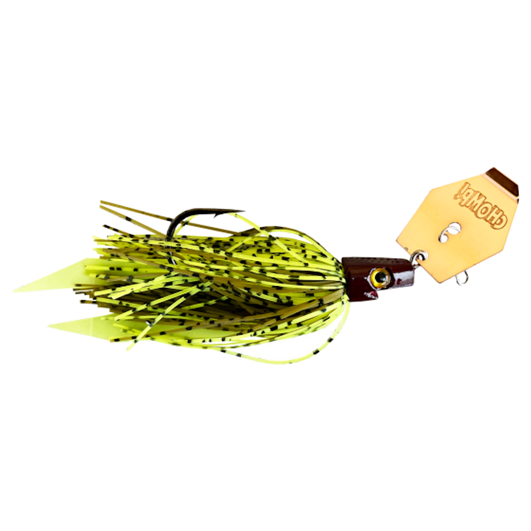 Strike Pro Pig Hula Chatterbait 11g Pumpkin Chart sivulta, pää oikealla
