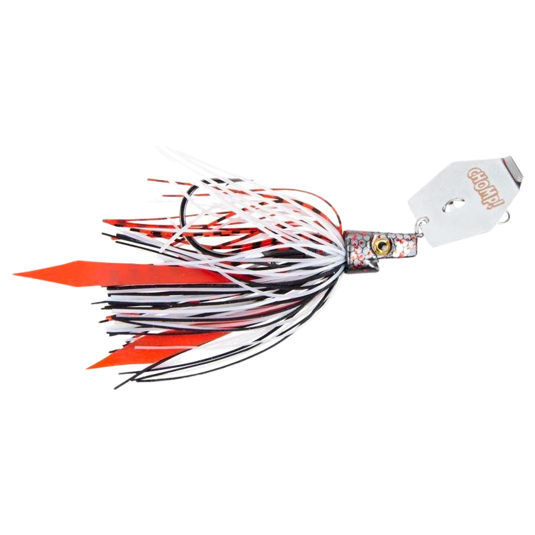 Strike Pro Pig Hula Chatterbait 11g Vampire sivulta, pää oikealla