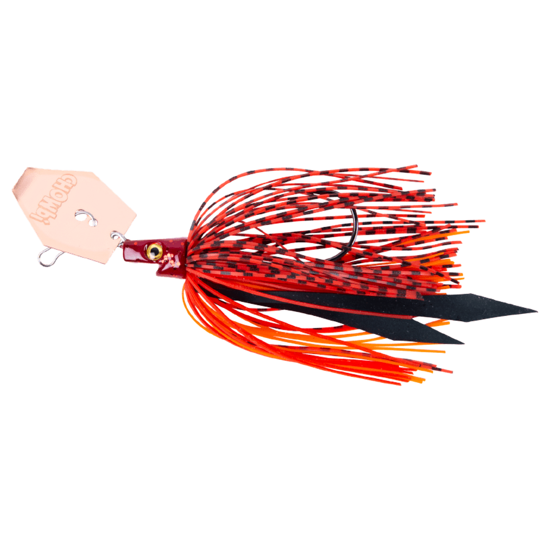 Strike Pro Pig Hula Tiny Chatterbait 7g Craw Cracker sivulta, pää vasemmalla