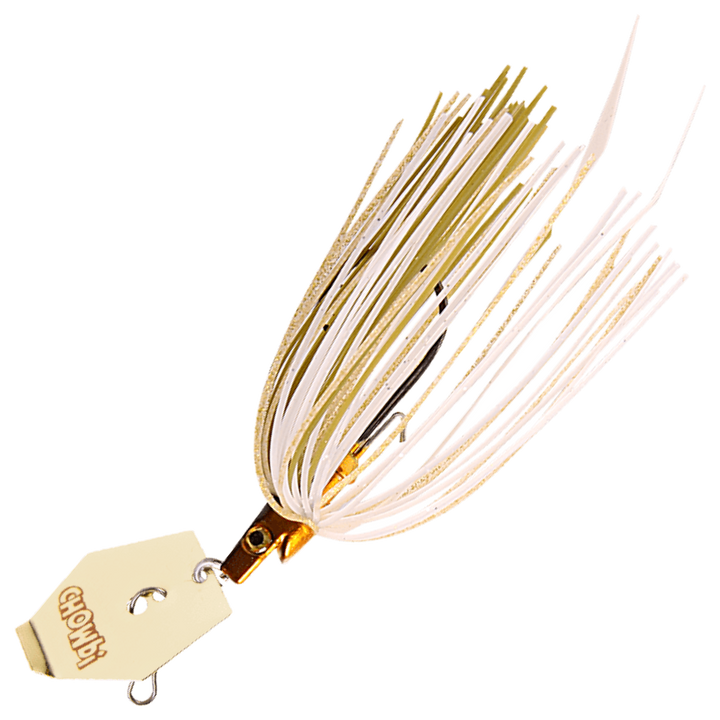 Strike Pro Pig Hula Tiny Chatterbait 7g, väri Golden Shiner: ruskea pää, beige ja valkoinen helma, vaalea lapa