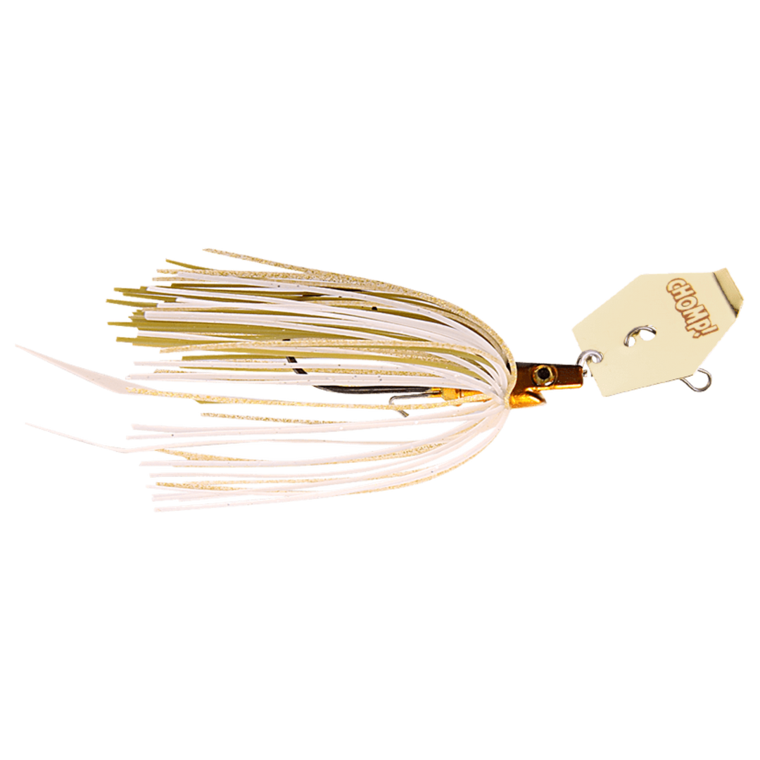 Strike Pro Pig Hula Tiny Chatterbait 7g Golden Shiner sivulta, pää oikealla