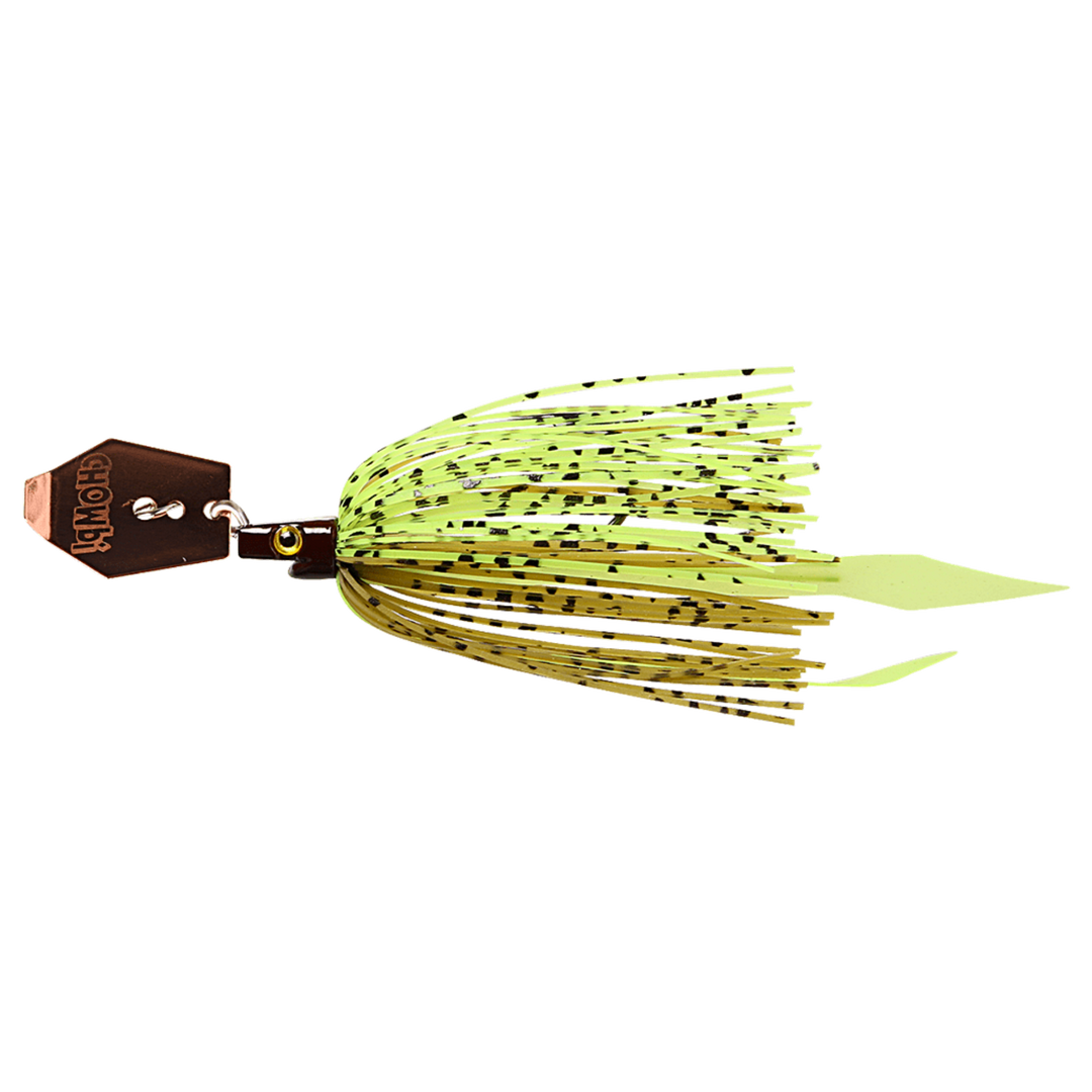 Strike Pro Pig Hula Tiny Chatterbait 7g Pumpkin Chart sivulta, pää vasemmalla