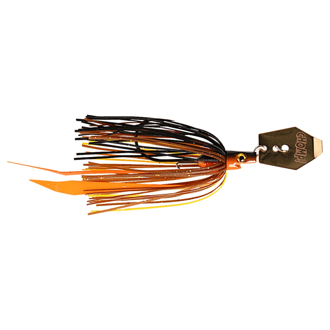 Strike Pro Pig Hula Tiny Chatterbait 7g Yellow Perch sivulta, pää oikealla