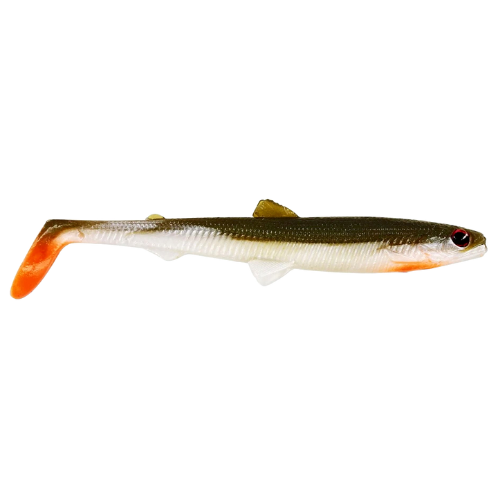 Westin Bullteez Shadtail Jigi 12.5cm Bass Orange sivulta, pää oikealla