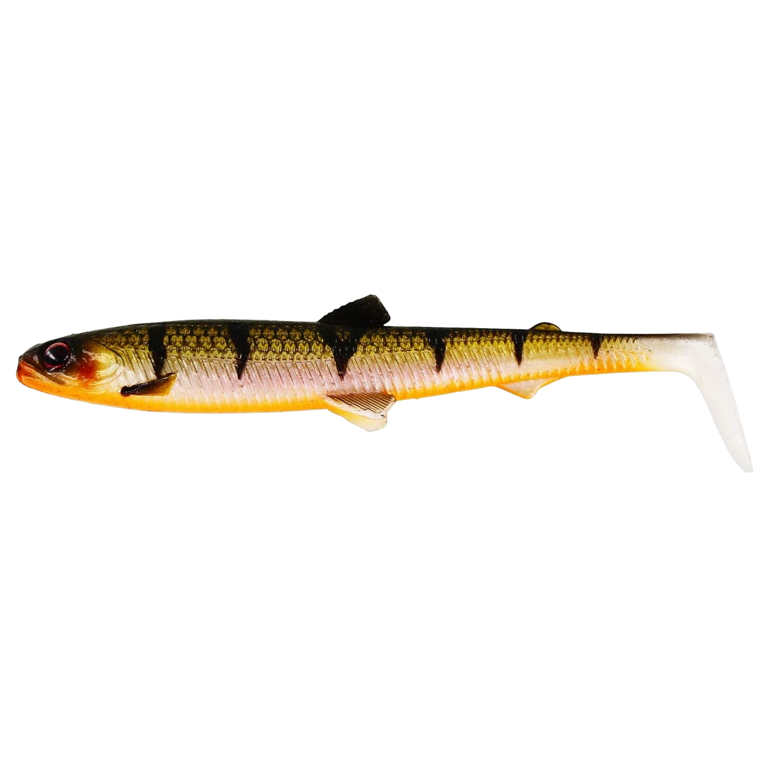 Westin Bullteez Shadtail Jigi 12.5cm Bling Perch sivulta, pää vasemmalla