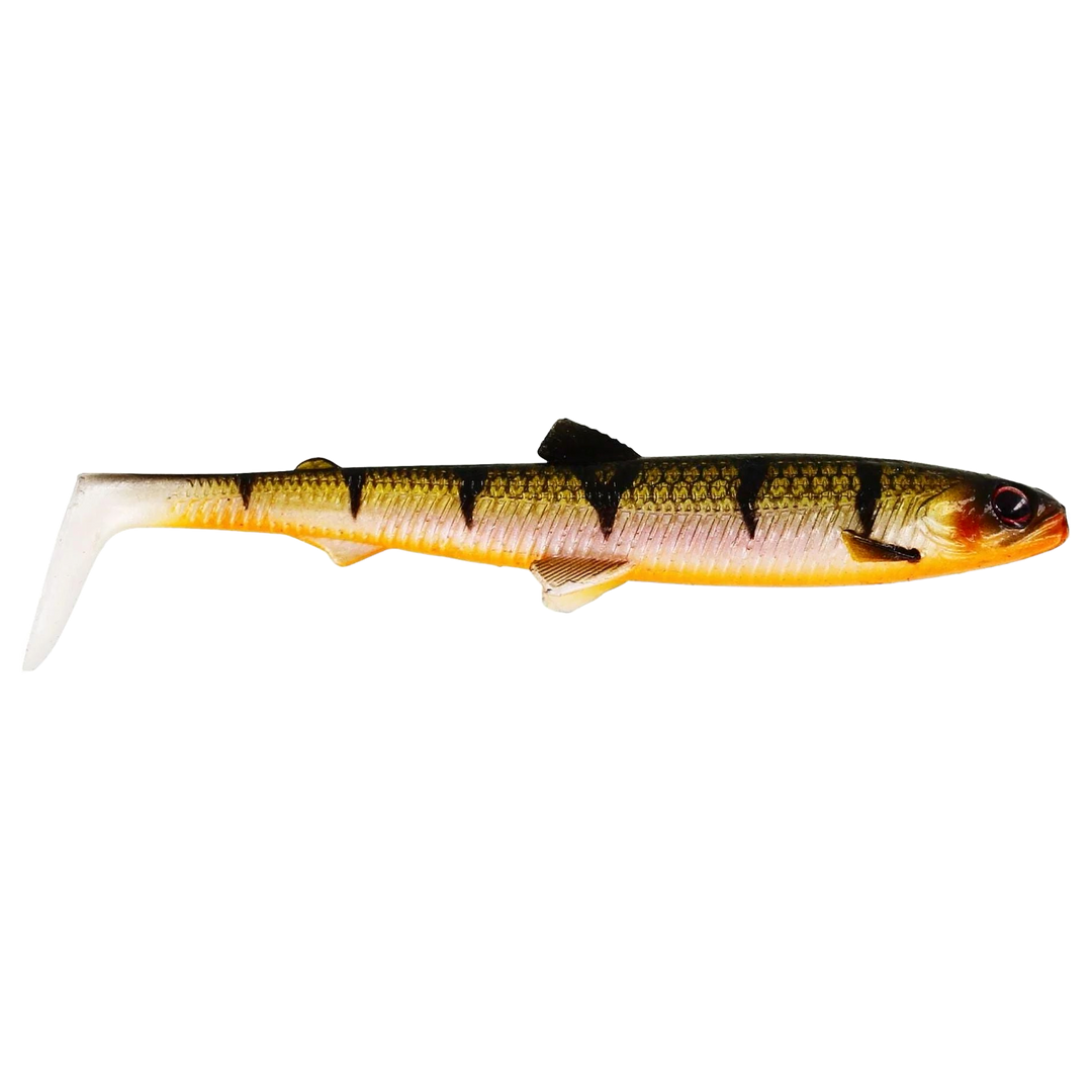Westin Bullteez Shadtail Jigi 12.5cm Bling Perch sivulta, pää oikealla