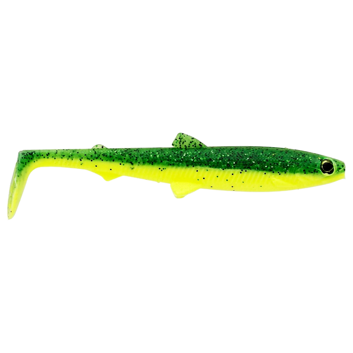 Westin Bullteez Shadtail Jigi 12.5cm Fireflash sivulta, pää oikealla