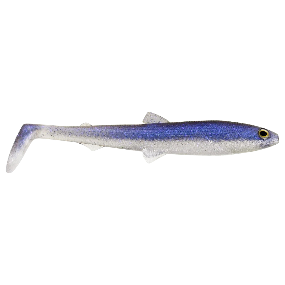Westin Bullteez Shadtail Jigi 12.5cm Sparkling Blue sivulta, pää oikealla