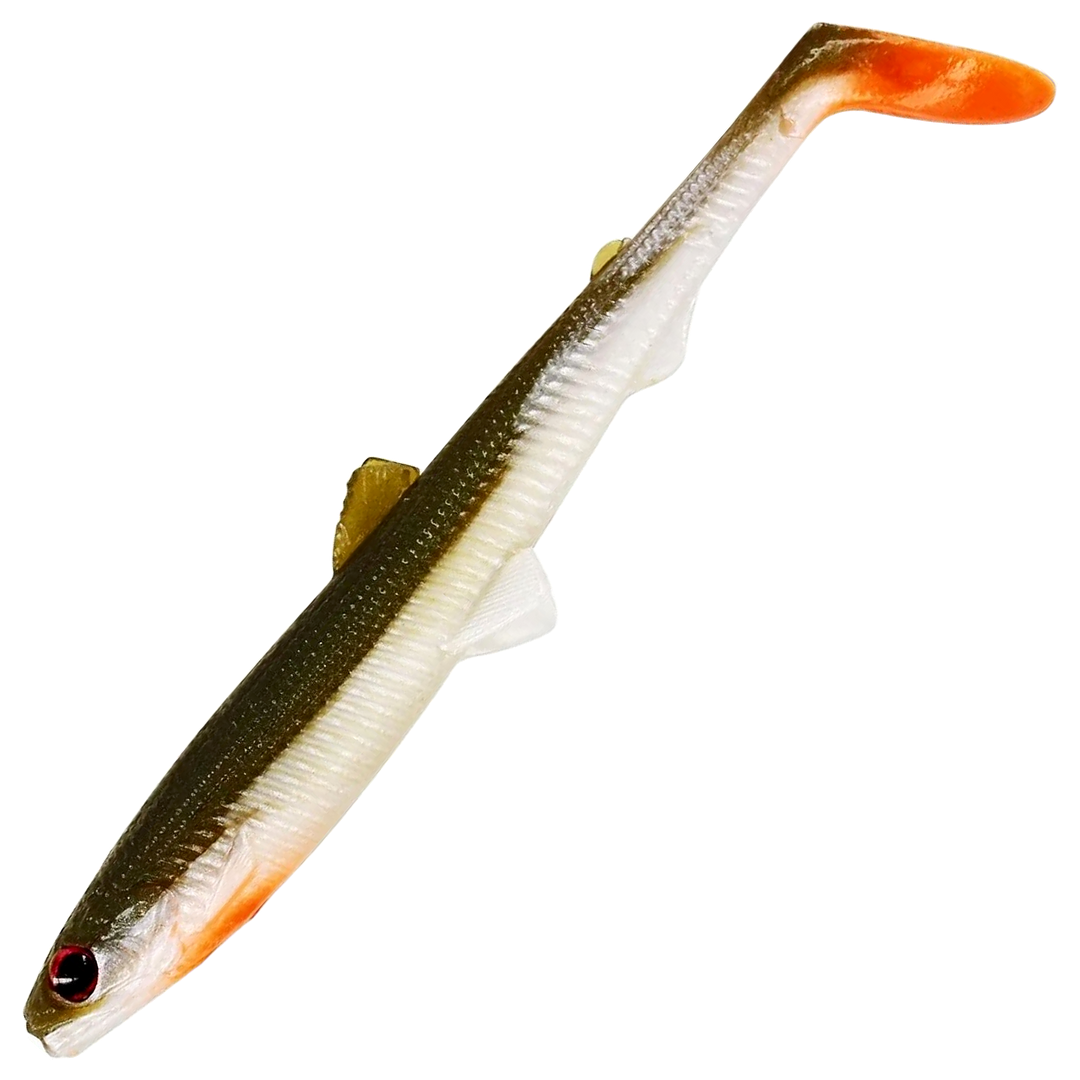 Westin Bullteez Shadtail Jigi 9.5cm, väri Bass Orange: tumma selkä, valkoinen kylki ja oranssi pyrstö