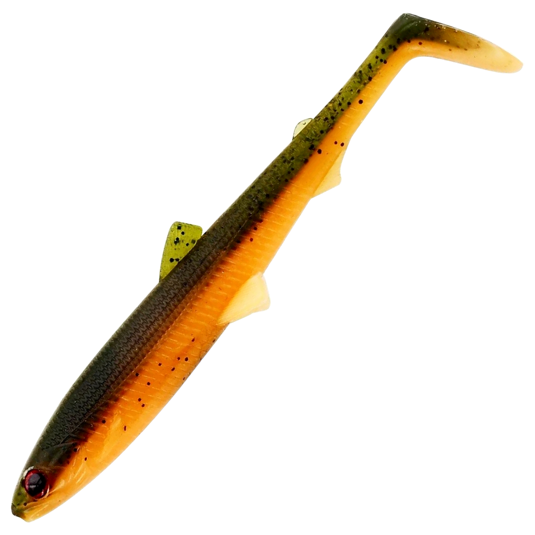 Westin Bullteez Shadtail Jigi 9.5cm, väri UV Craw: musta selkä ja oranssi vatsa