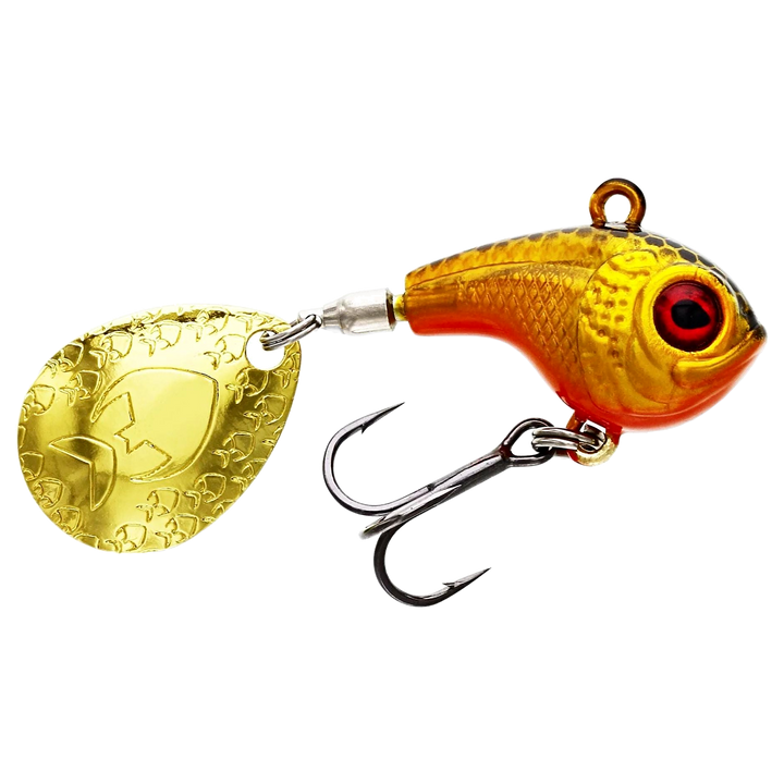 Westin DropBite Spintail 8g 2.6cm Gold Rush sivulta, pää oikealla