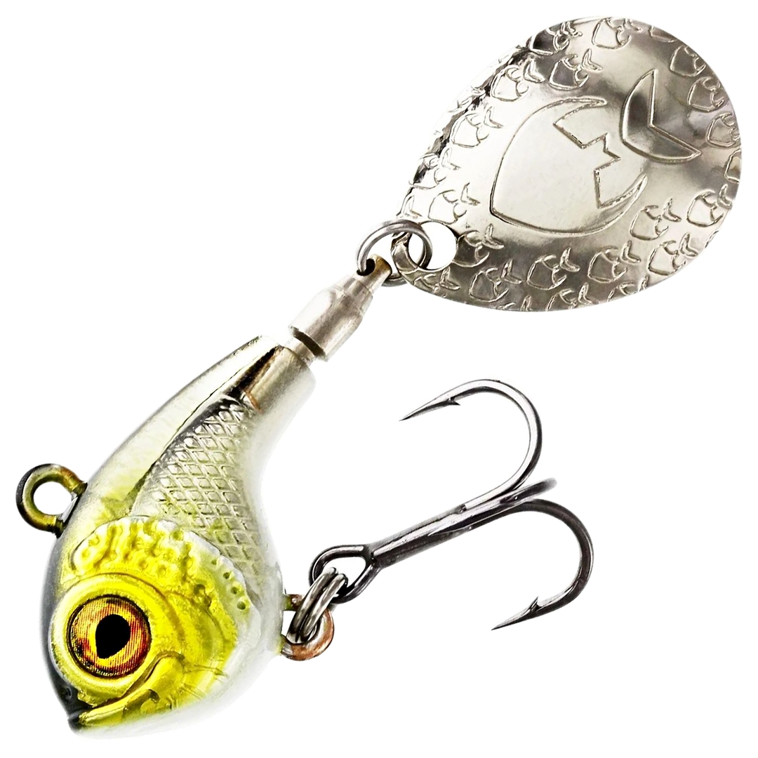 Westin DropBite Spintail 8g 2.6cm, väri Headlight: kellanvihreä pää, hopeinen kylki ja hopeinen lippa