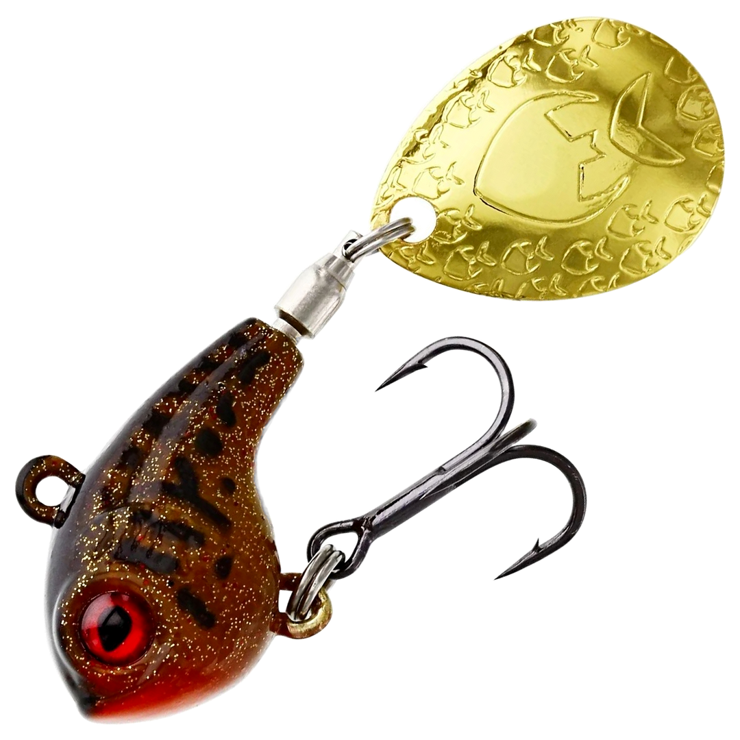 Westin DropBite Spintail 8g 2.6cm, väri Motoroil Burbot: ruskea kimalteinen runko, tummat kuviot ja kultainen lippa