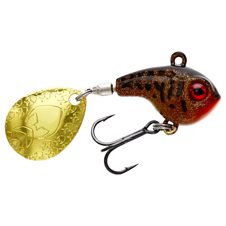 Westin DropBite Spintail 8g 2.6cm Motoroil Burbot sivulta, pää oikealla