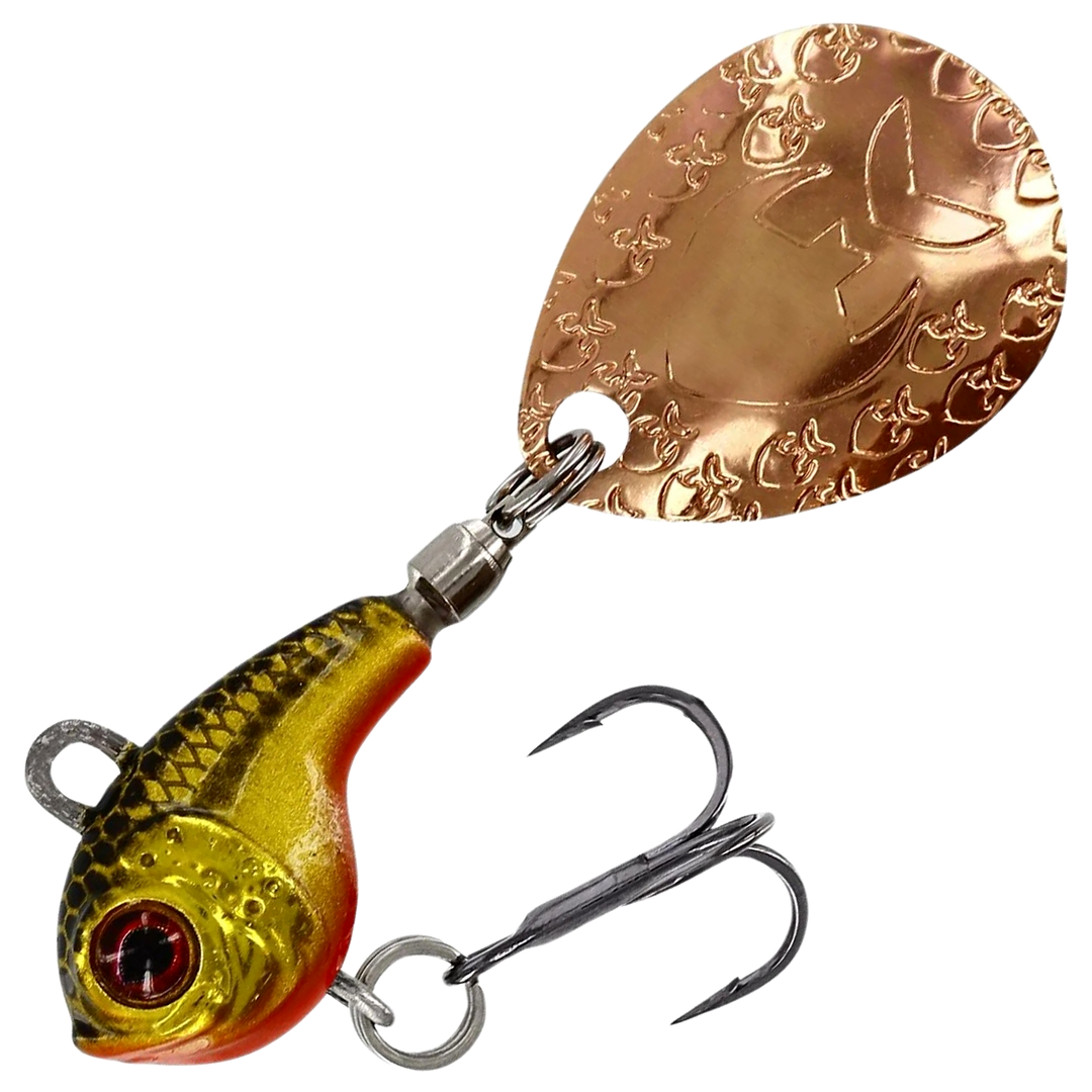 Westin DropBite Tungsten Spintail 1.6cm 7g, väri Gold Rush: oliivinvihreä selkä, kultainen kylki ja kuparinen lippa