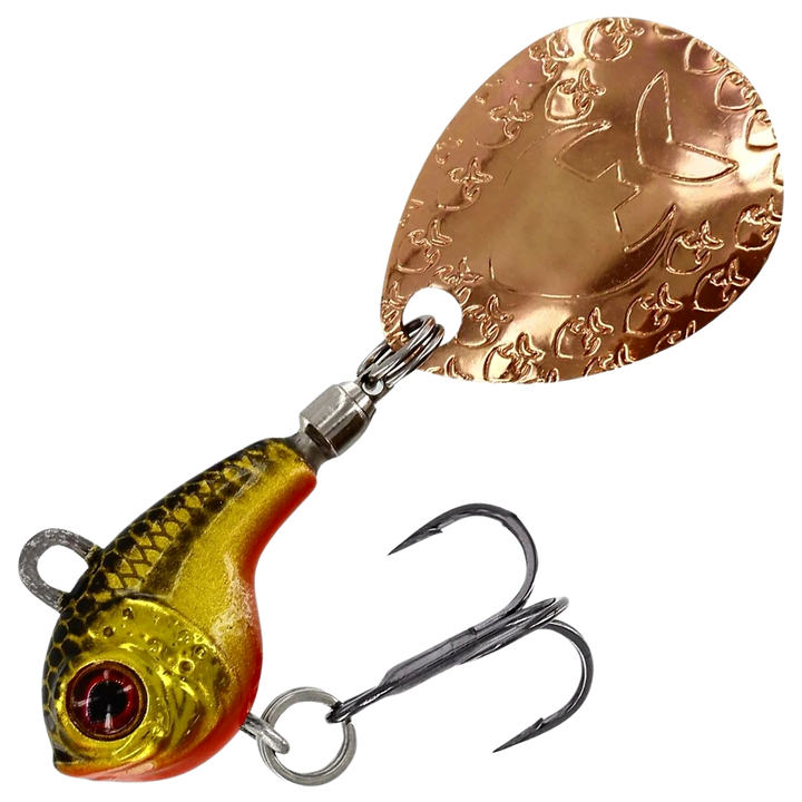 Westin DropBite Tungsten Spintail 1.6cm 7g, väri Gold Rush: oliivinvihreä selkä, kultainen kylki ja kuparinen lippa