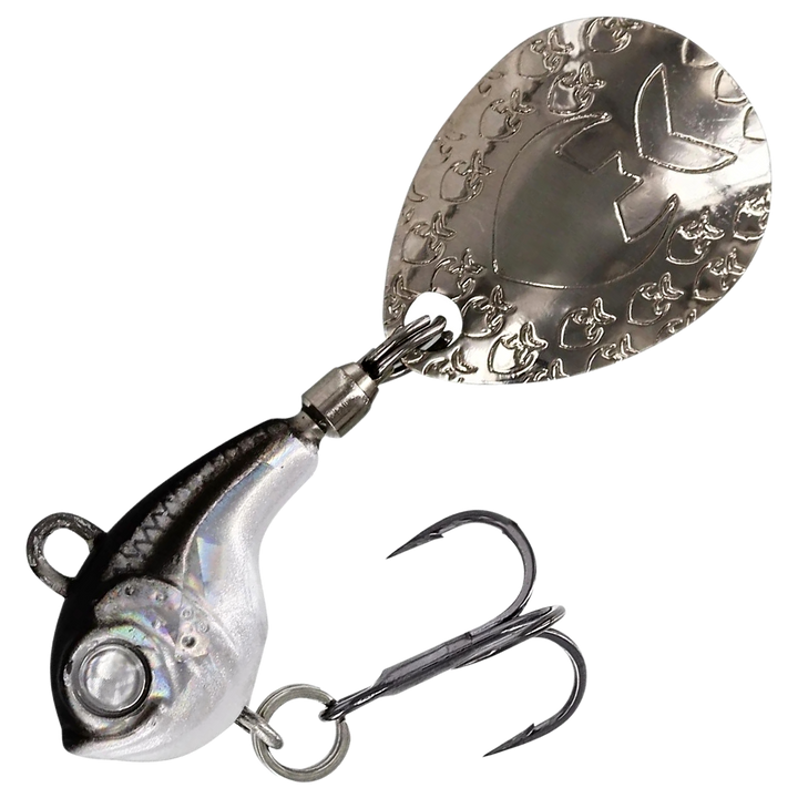 Westin DropBite Tungsten Spintail 1.8cm 9g, väri Diamond: musta selkä, hopeanvalkoinen kylki ja hopeinen lippa