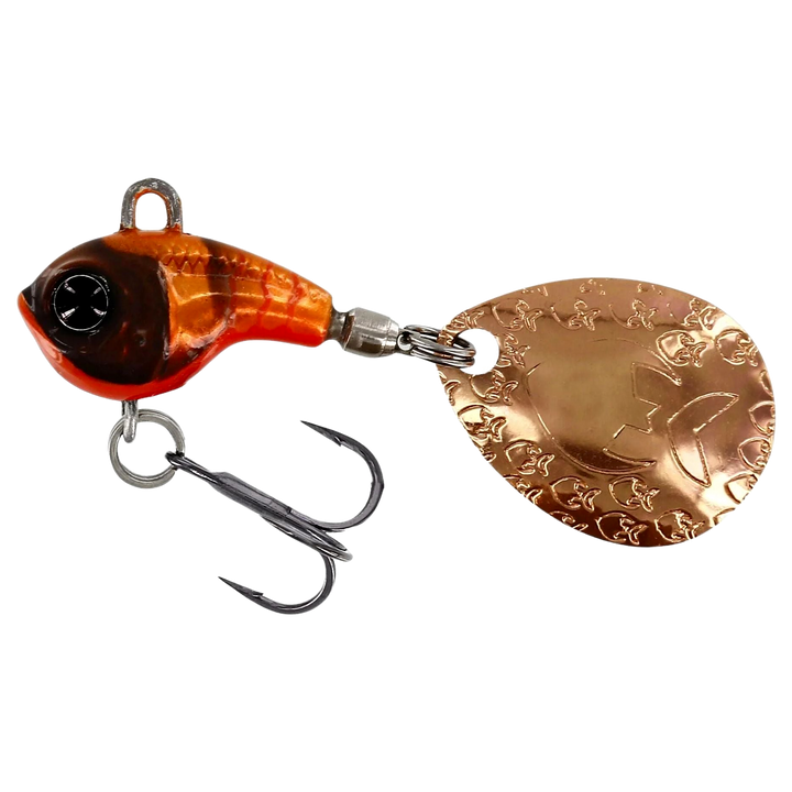 Westin DropBite Tungsten Spintail 1.8cm 9g Fire Craw sivulta, pää vasemmalla