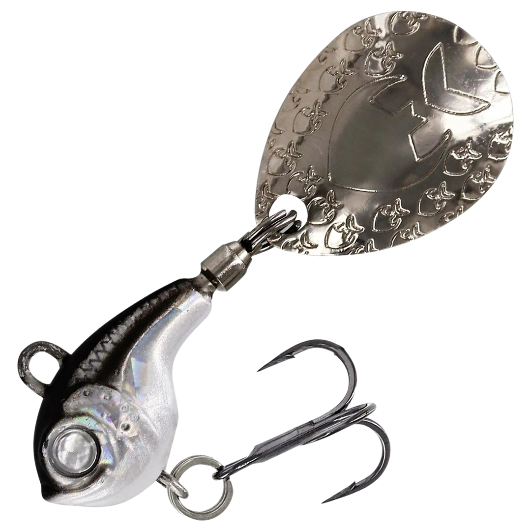 Westin DropBite Tungsten Spintail 2.2cm 18g, väri Diamond: musta selkä, hopeanvalkoinen kylki ja hopeinen lippa