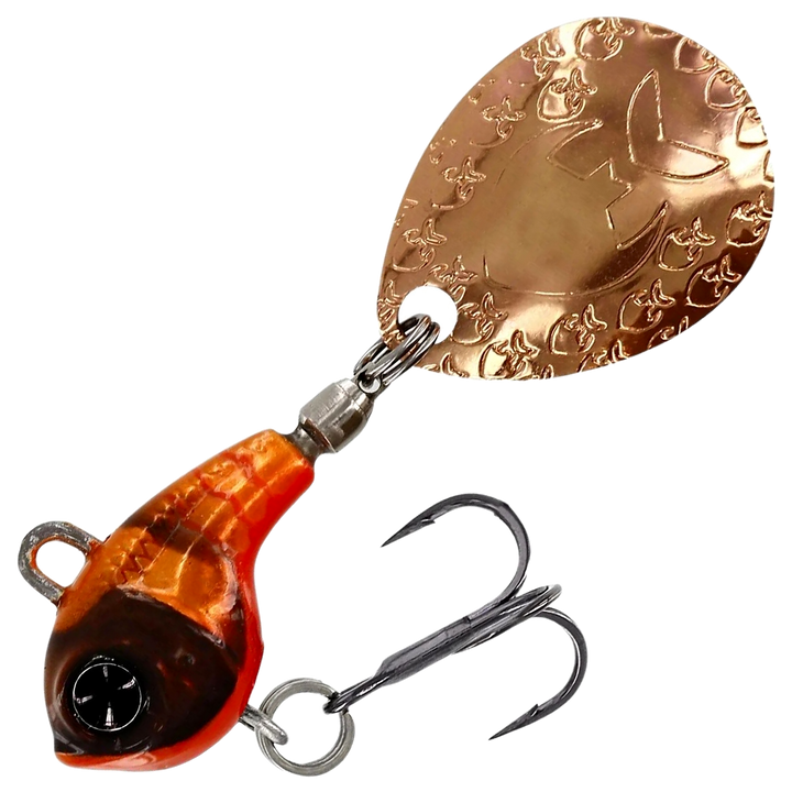 Westin DropBite Tungsten Spintail 2.2cm 18g, väri Fire Craw: oranssi runko, tumma pää ja kuparinen lippa