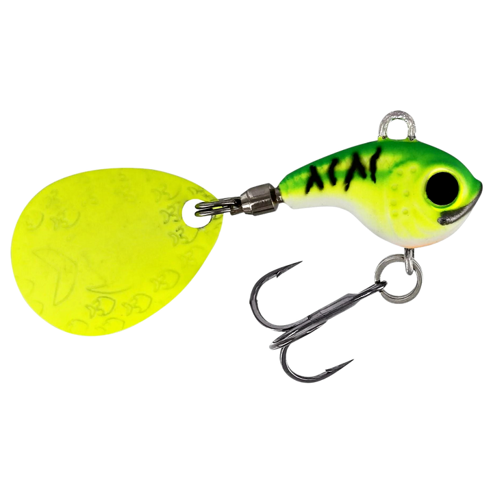 Westin DropBite Tungsten Spintail 2cm 13g Chartreuse Ice sivulta, pää oikealla