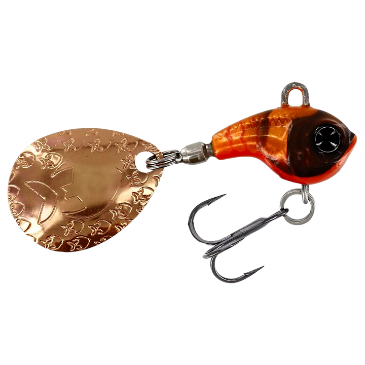 Westin DropBite Tungsten Spintail 2cm 13g Fire Craw sivulta, pää oikealla