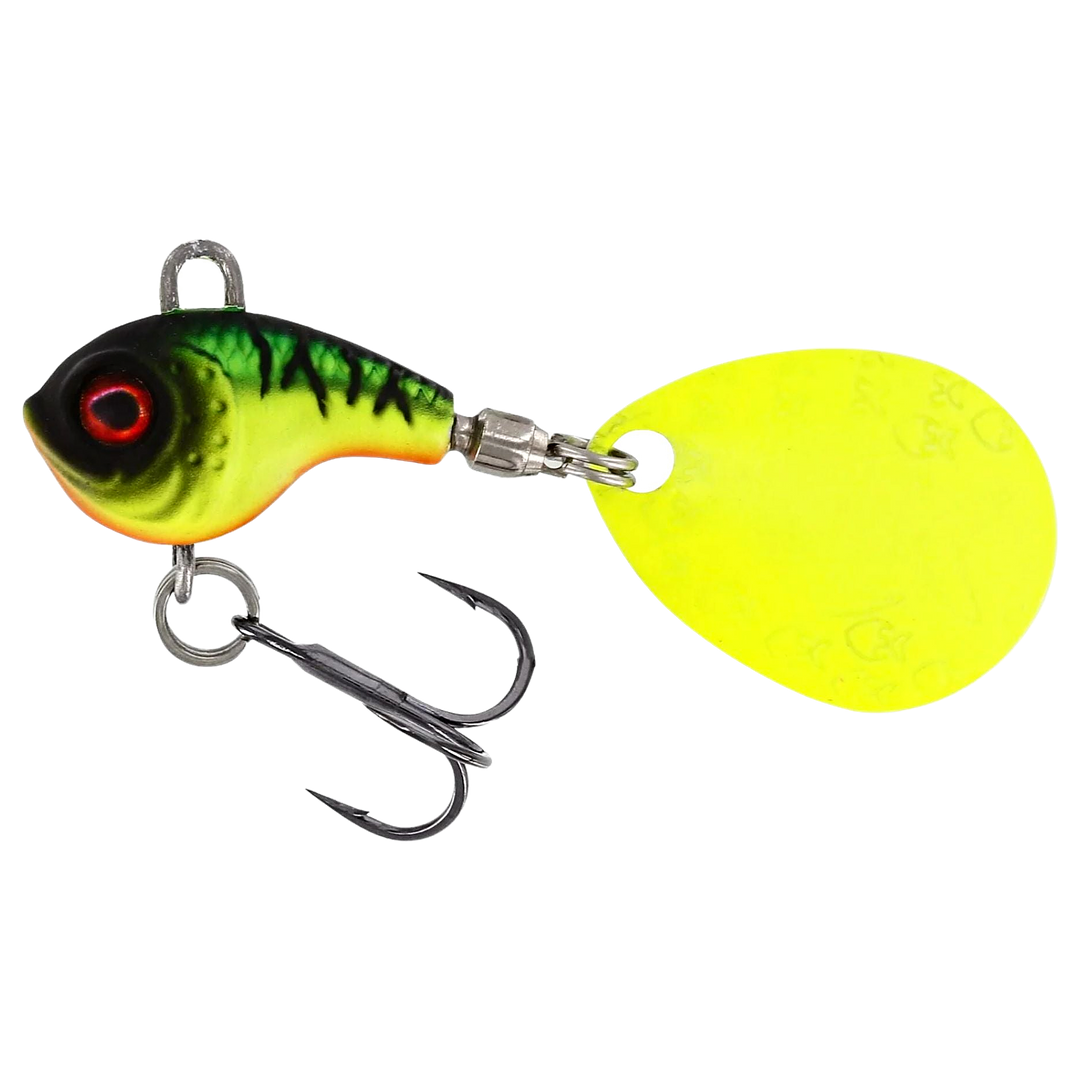 Westin DropBite Tungsten Spintail 2cm 13g Firetiger sivulta, pää vasemmalla