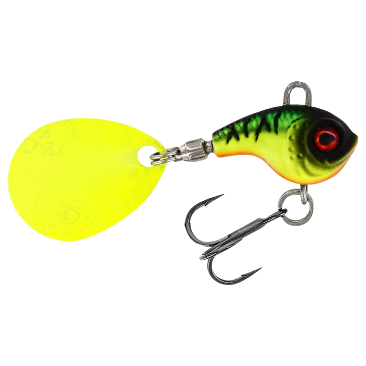 Westin DropBite Tungsten Spintail 2cm 13g Firetiger sivulta, pää oikealla