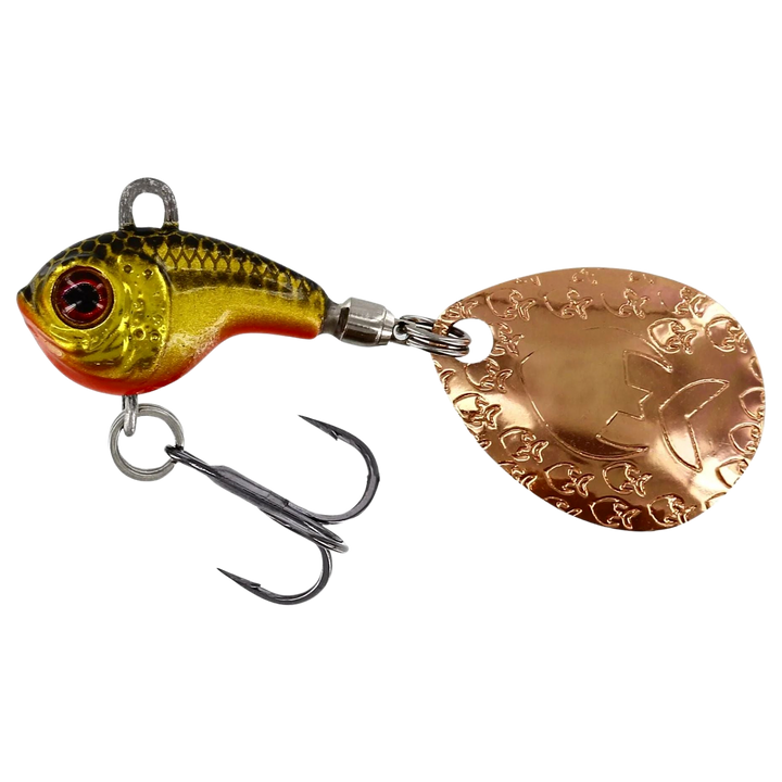 Westin DropBite Tungsten Spintail 2cm 13g Gold Rush sivulta, pää vasemmalla