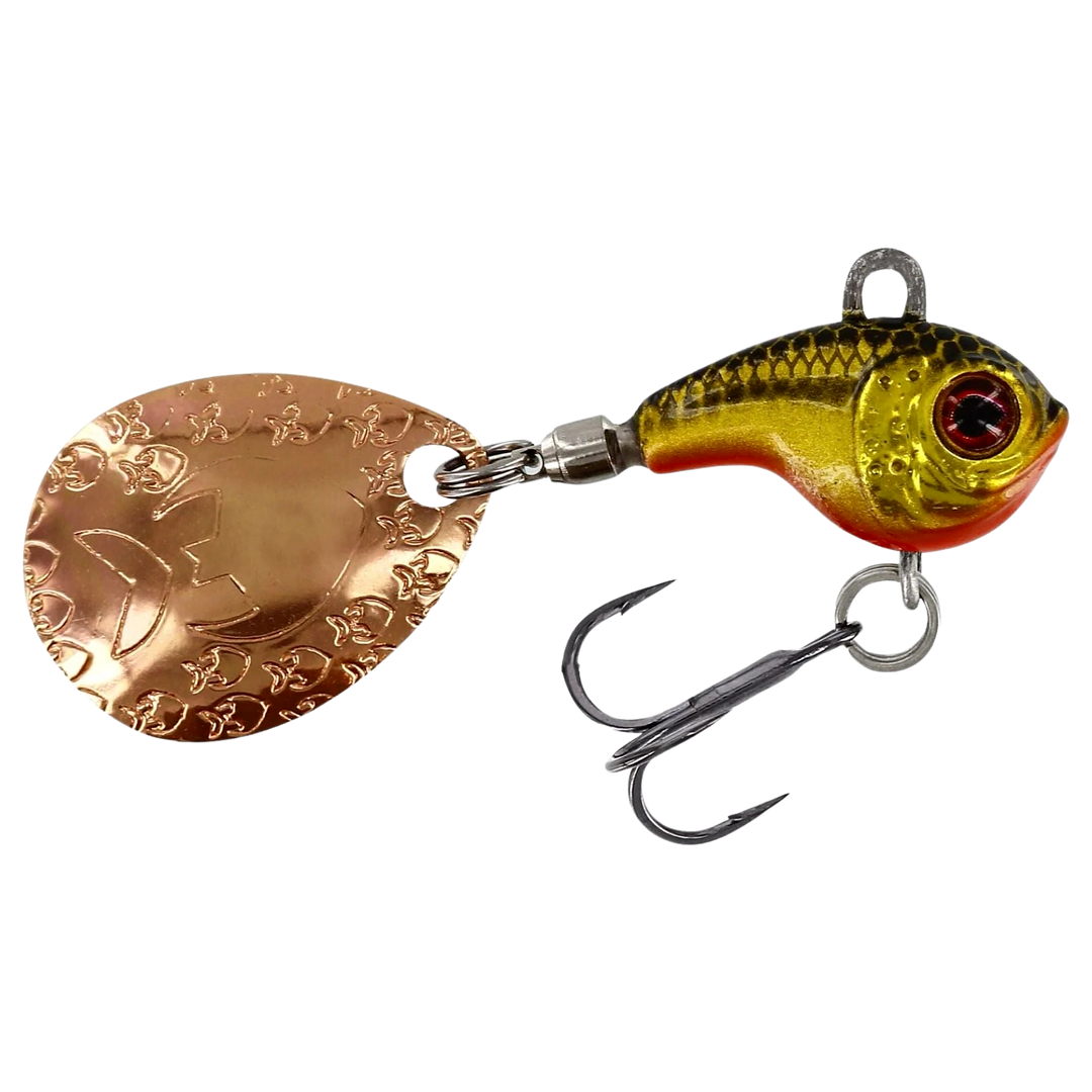 Westin DropBite Tungsten Spintail 2cm 13g Gold Rush sivulta, pää oikealla