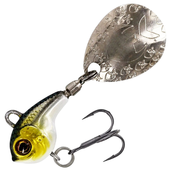 Westin DropBite Tungsten Spintail 2cm 13g, väri Headlight: oliivinvihreä selkä, keltainen pää ja hopeinen lippa