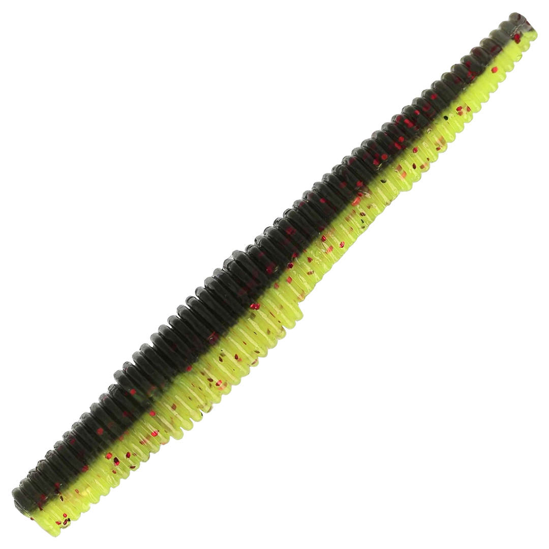 Westin Ned Worm Slim Kelluva Jigi 55mm, väri Black/Chartreuse: musta selkä ja kellanvihreä vatsa