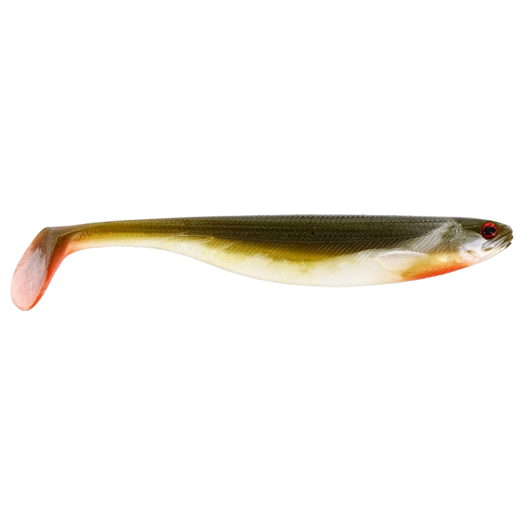 Westin ShadTeez Slim Jigi 10cm Bass Orange sivulta, pää oikealla