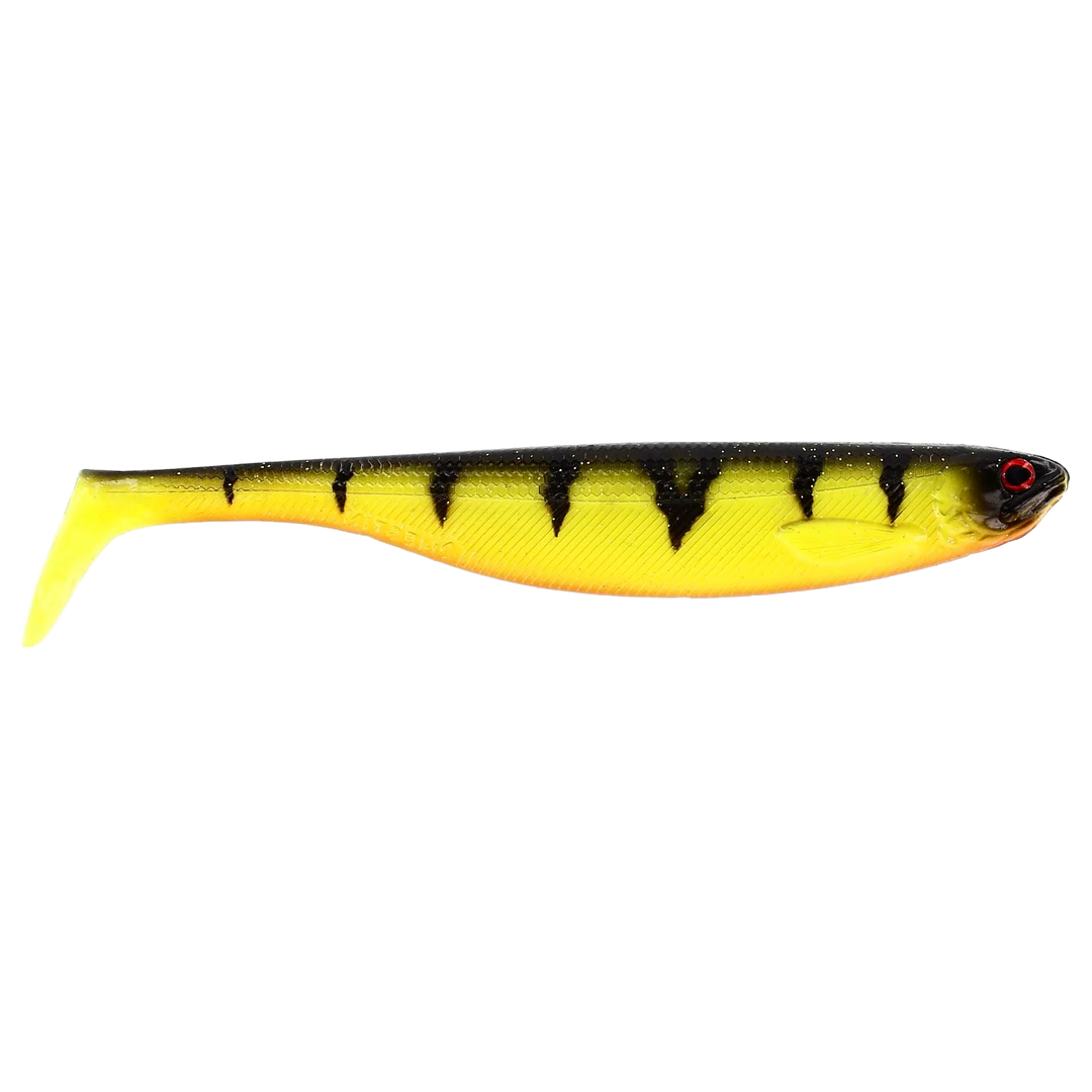Westin ShadTeez Slim Jigi 10cm Fire Perch sivulta, pää oikealla