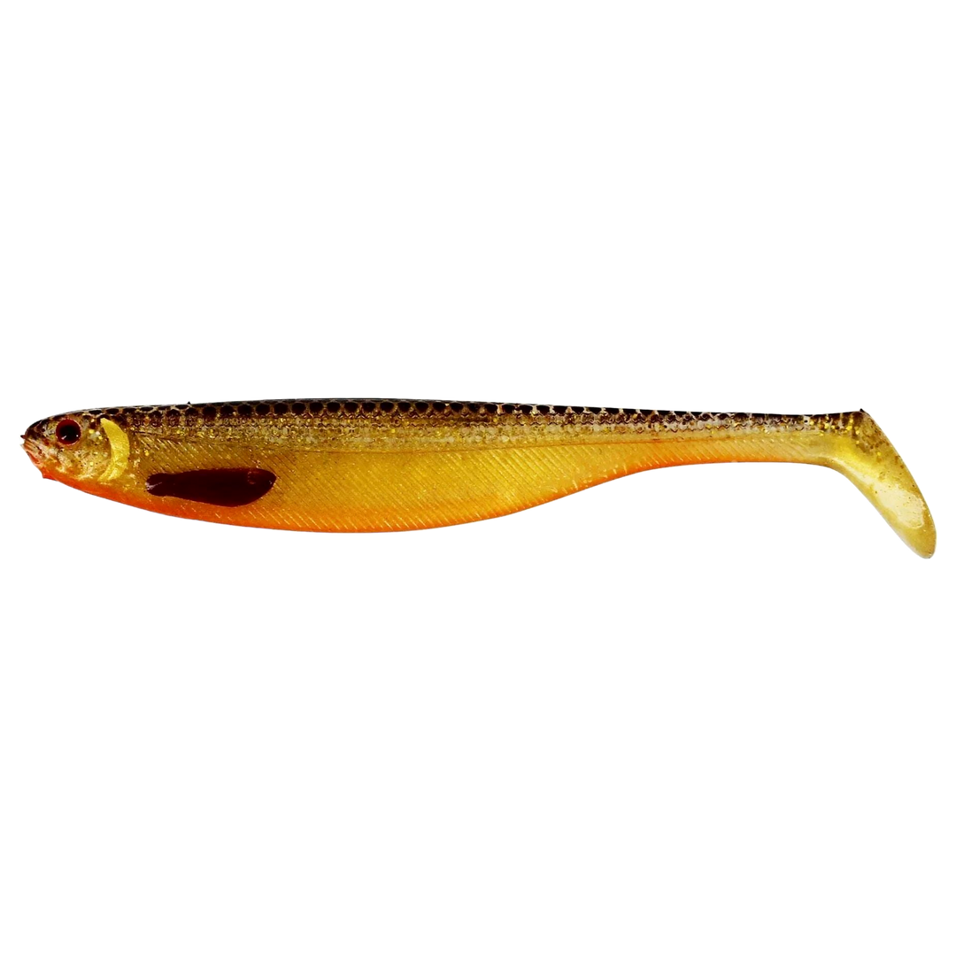 Westin ShadTeez Slim Jigi 10cm Gold Rush sivulta, pää vasemmalla