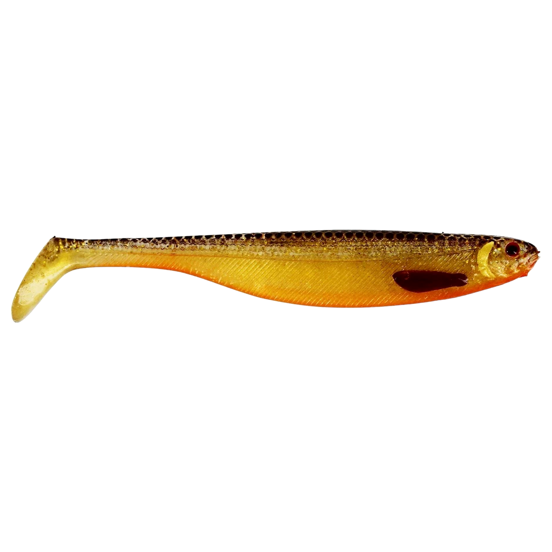 Westin ShadTeez Slim Jigi 10cm Gold Rush sivulta, pää oikealla