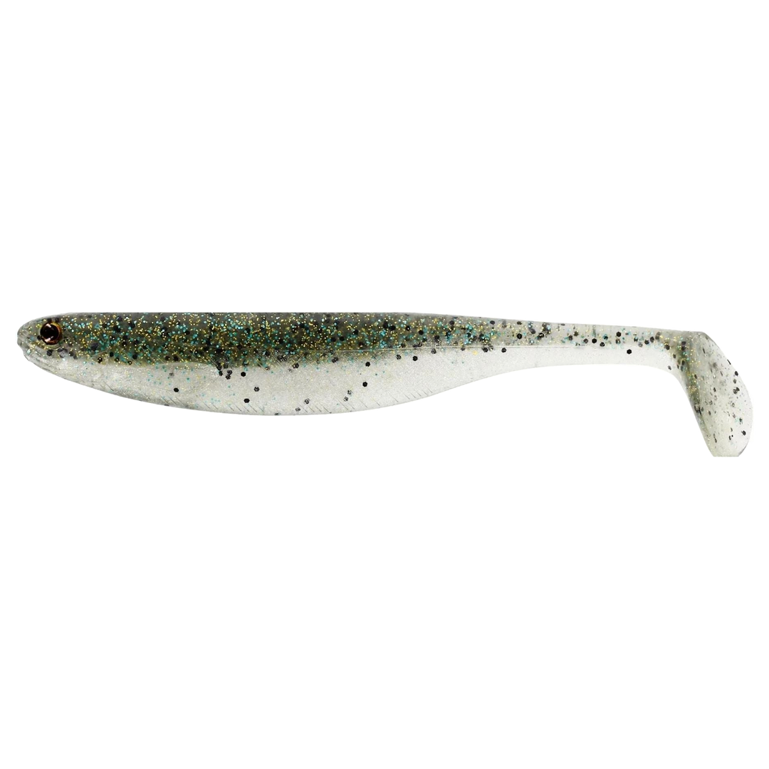 Westin ShadTeez Slim Jigi 7.5cm Sparkling Green sivulta, pää vasemmalla