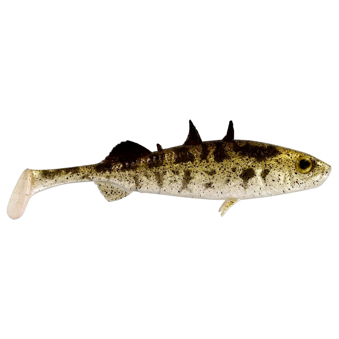 Westin Stickleback Shadtail Jigi 7.5cm Stickleback sivulta, pää oikealla