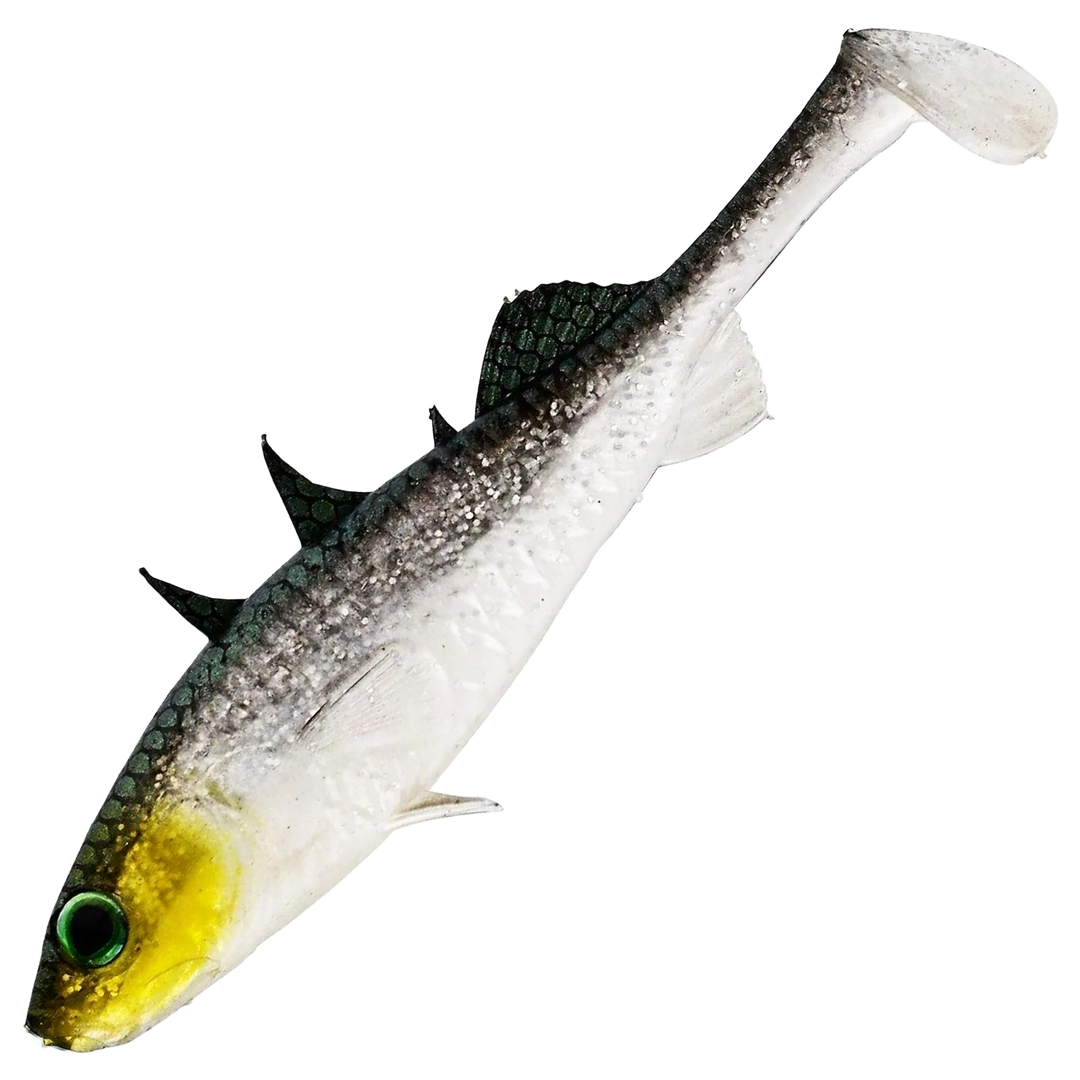 Westin Stickleback Shadtail Jigi 9cm, väri Headlight: tumma selkä, hopeinen kylki ja keltainen kuono