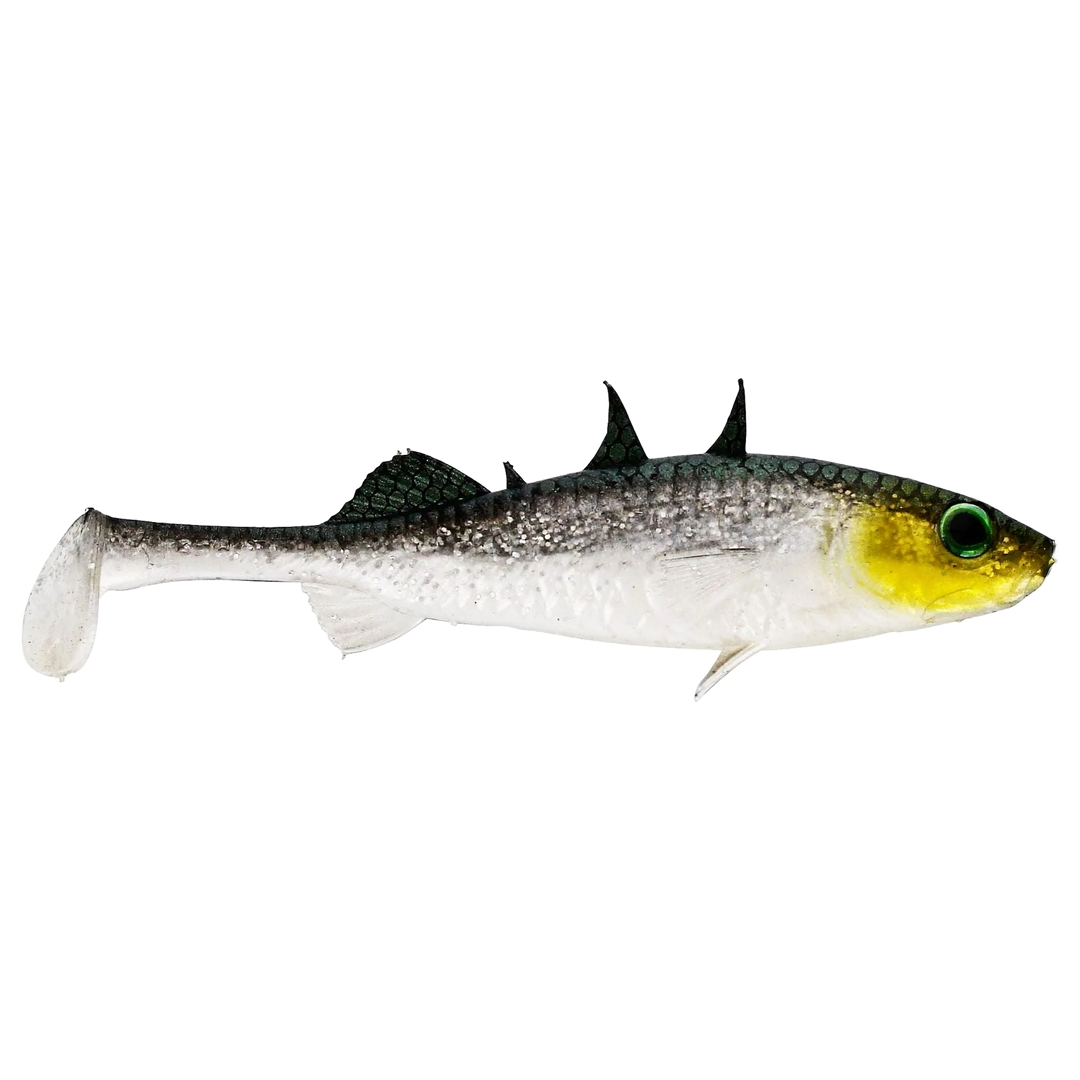 Westin Stickleback Shadtail Jigi 9cm Headlight sivulta, pää oikealla